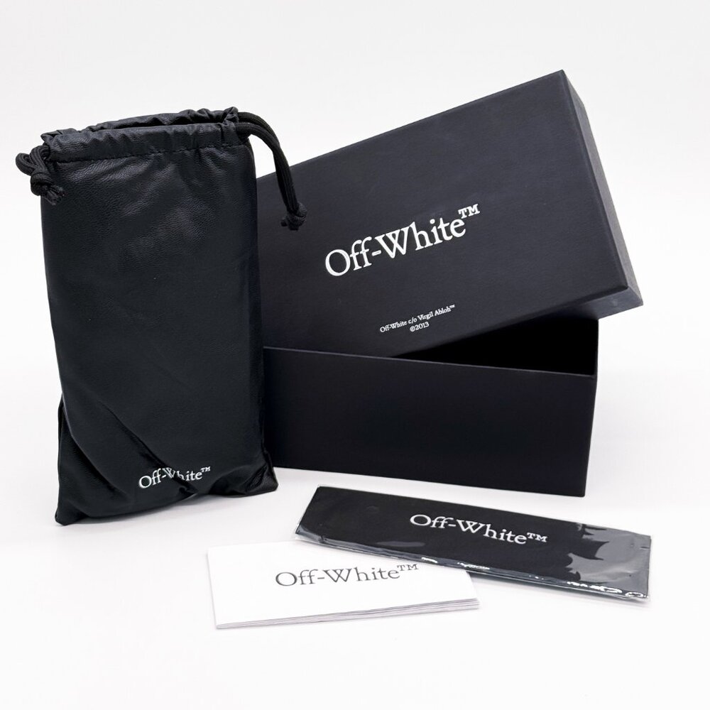 NEW OFF-WHITE OERI13M MIAMI 7607 SUNGLASSES UNISEX OVAL BLACK GOLD - Picture 9 of 9